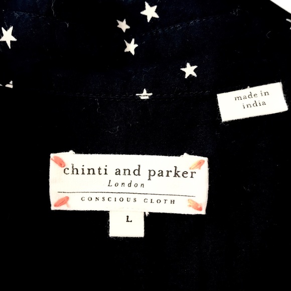 Chinti and Parker Navy Star Print Poplin Dress - Picture 3 of 4